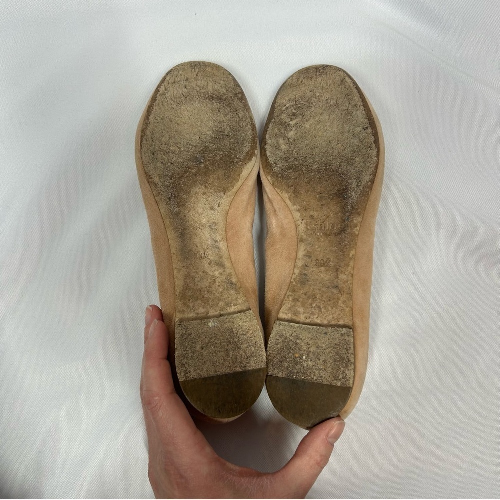 Chloé | Suede Nude Tan Flats Scalloped Women’s Size 39.5 - Picture 8 of 10